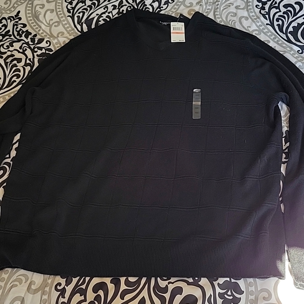 NEW NWT Haggar V-Neck Sweater Black Long Sleeve 3XLT